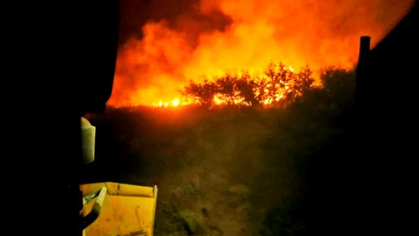 Operator's-eye view of cutting direct fireline